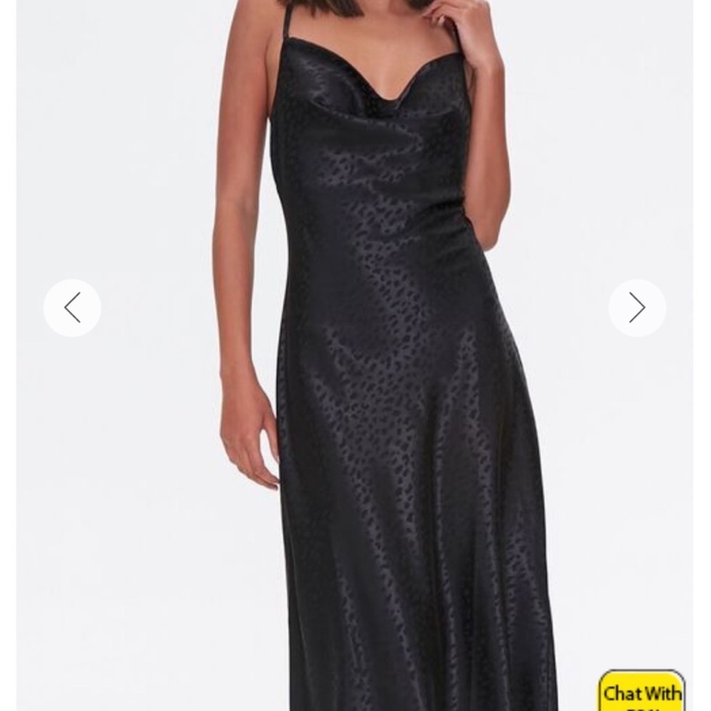 Forever 21 size XS cowl satin midi dress black leopard print